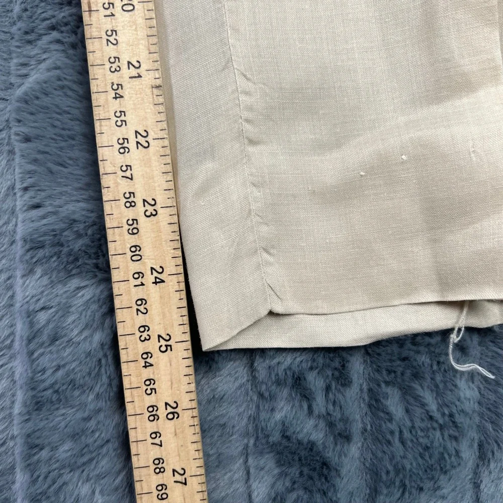 Pronti Collection by Phita Mens XL 40x34 Tan 100% Linen Pleated Dress Pants